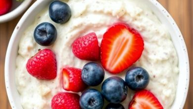 Creamy overnight oats topped with fresh berries