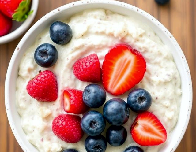 Creamy overnight oats topped with fresh berries